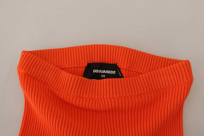 Dsquared² – Schmal geschnittene Bermudashorts aus Viskose mit mittlerer Taille in Orange