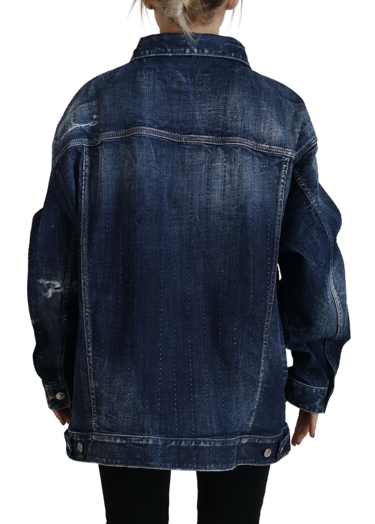 Dsquared² – Blaue Jeansjacke mit Distressed-Kragen