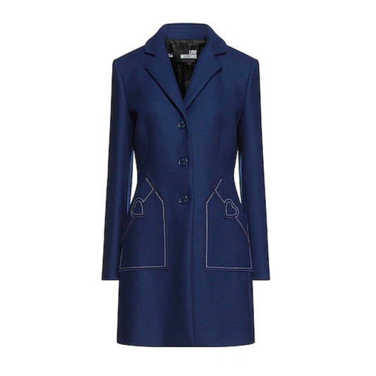 Love Moschino Blauer Wollmantel für Damen