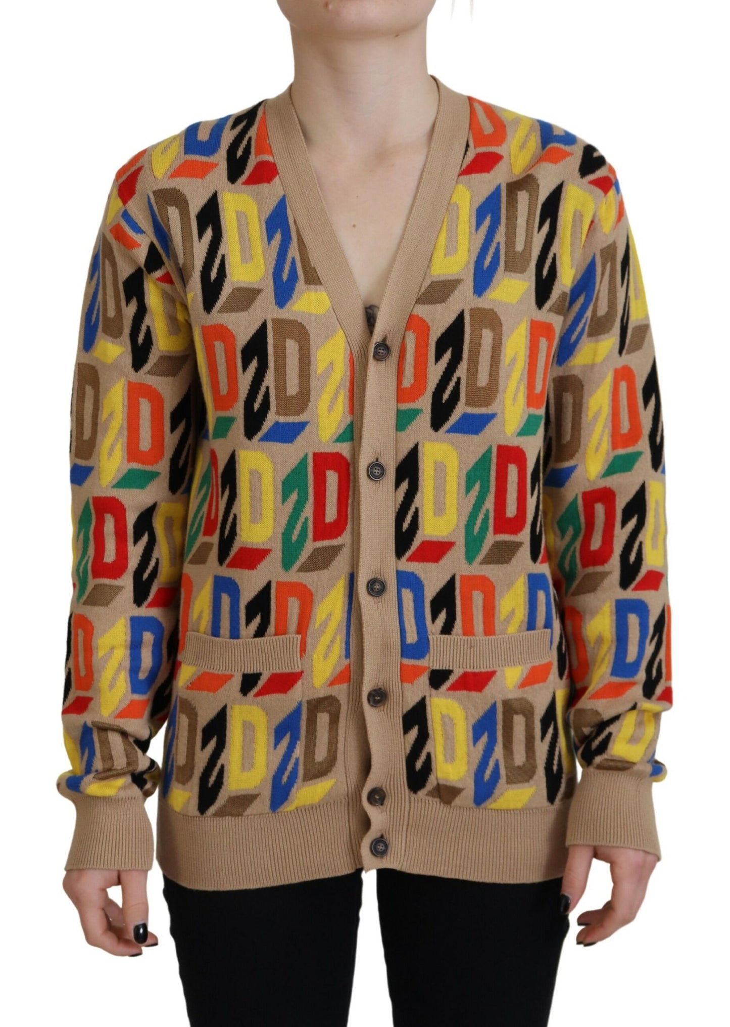 Dsquared² Braunes Logo Langarm-Cardigan-Sweatshirt für Damen