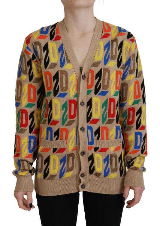 Dsquared² Braunes Logo Langarm-Cardigan-Sweatshirt für Damen