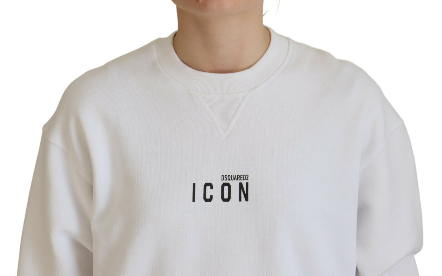 Dsquared² – Langärmliger Rundhalspullover aus bedruckter Baumwolle in Weiß