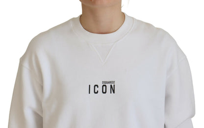 Dsquared² – Langärmliger Rundhalspullover aus bedruckter Baumwolle in Weiß