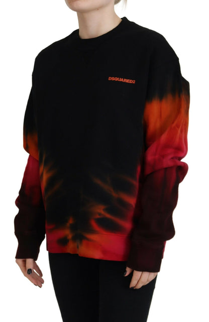 Dsquared² Schwarzer Tie Dye Logo Print Damen Langarmpullover