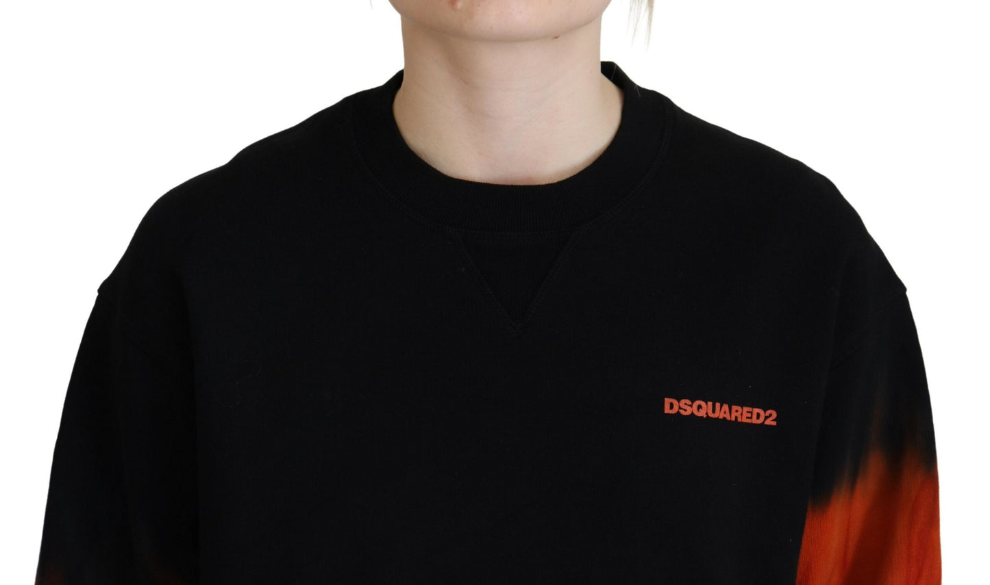 Dsquared² Schwarzer Tie Dye Logo Print Damen Langarmpullover