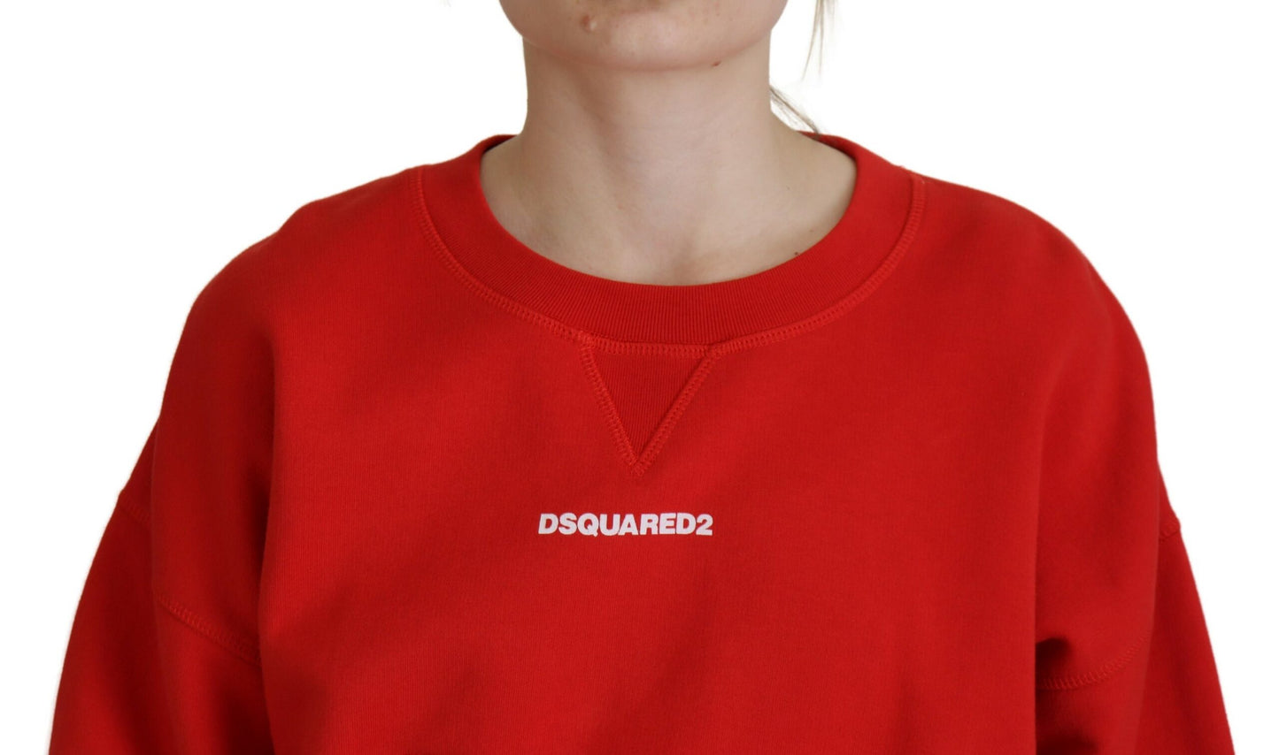 Dsquared² Damen Pullover mit Rundhalsausschnitt und langen Ärmeln in Rot mit Logo-Print