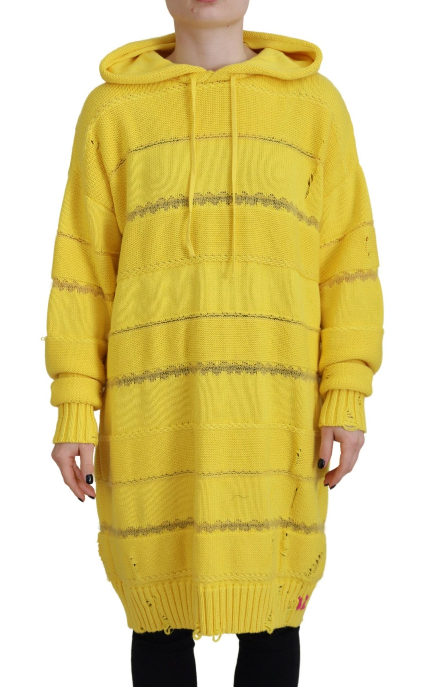 Dsquared² Gelber Baumwoll-Strickpullover mit Kapuze