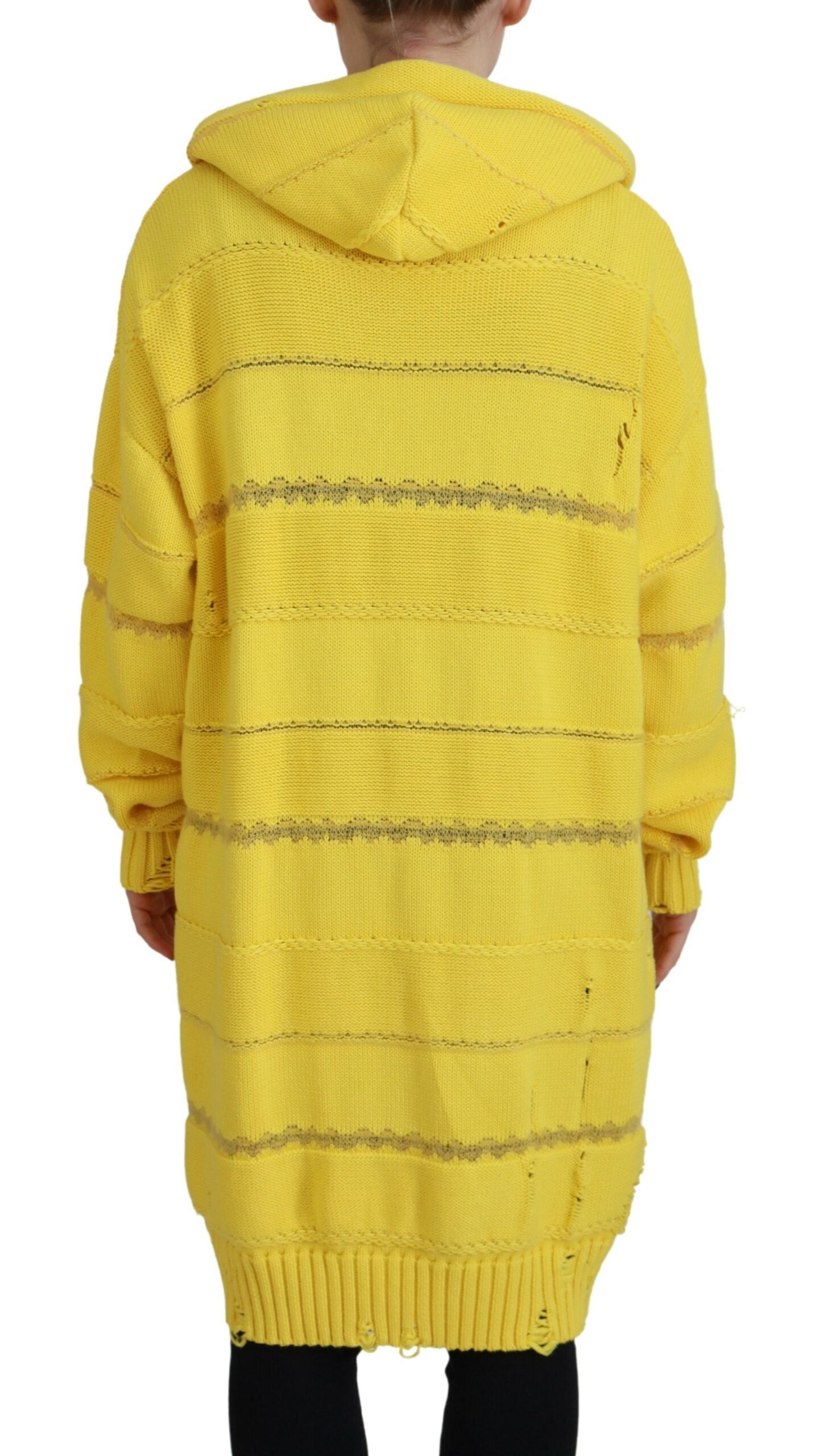 Dsquared² Gelber Baumwoll-Strickpullover mit Kapuze