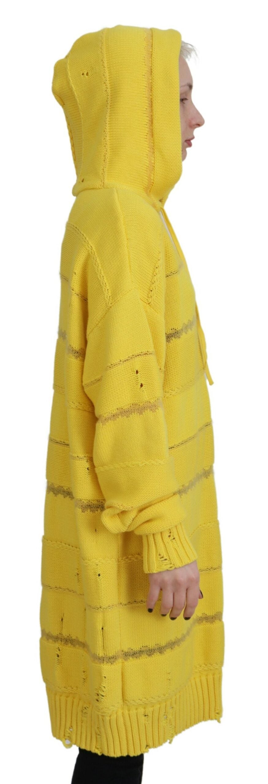 Dsquared² Gelber Baumwoll-Strickpullover mit Kapuze