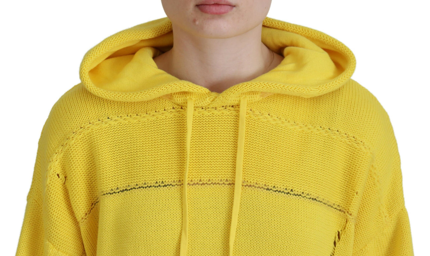 Dsquared² Gelber Baumwoll-Strickpullover mit Kapuze