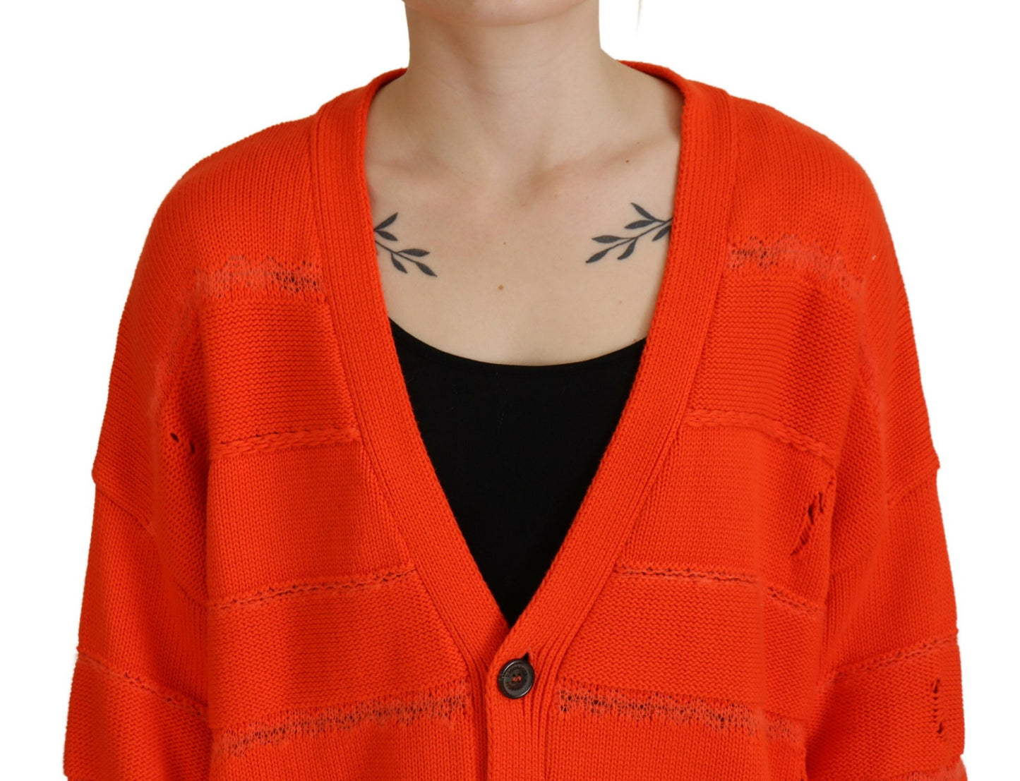Dsquared² Orangefarbener Strickjackenpullover aus Baumwolle mit Knöpfen