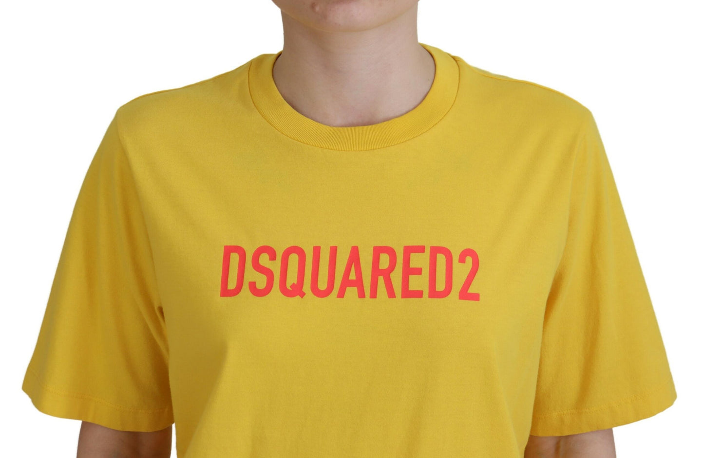 Dsquared² Gelbes Easy Tee-T-Shirt aus Baumwolle mit Rundhalsausschnitt und Logodruck