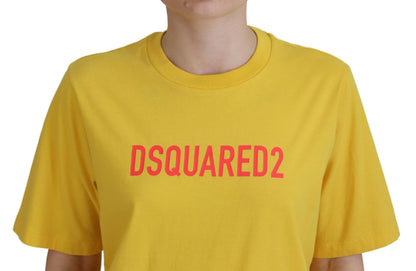 Dsquared² Gelbes Easy Tee-T-Shirt aus Baumwolle mit Rundhalsausschnitt und Logodruck