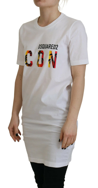 Dsquared² Weißes Baumwoll-T-Shirt mit Rundhalsausschnitt und Icon-Logo-Print