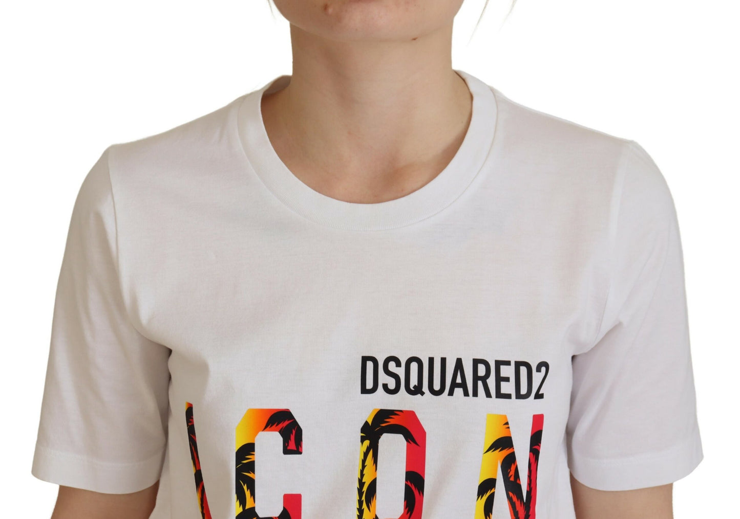 Dsquared² Weißes Baumwoll-T-Shirt mit Rundhalsausschnitt und Icon-Logo-Print