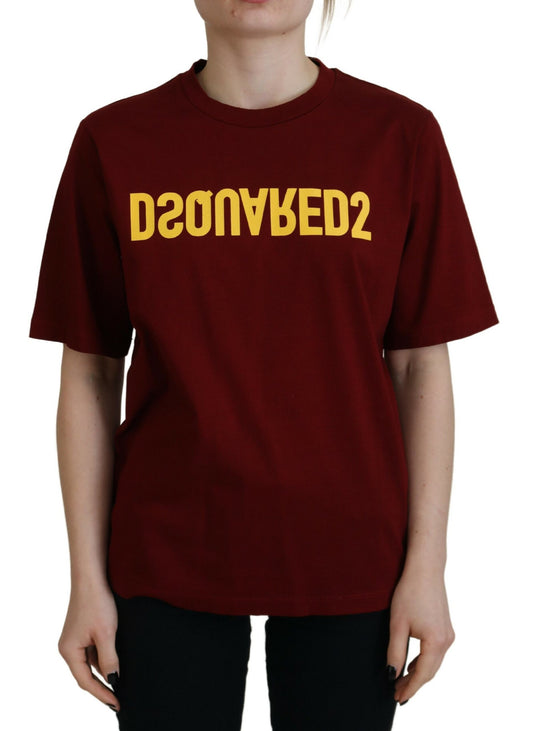 Dsquared² – Kastanienbraunes T-Shirt aus Baumwolle mit Rundhalsausschnitt und kurzen Ärmeln