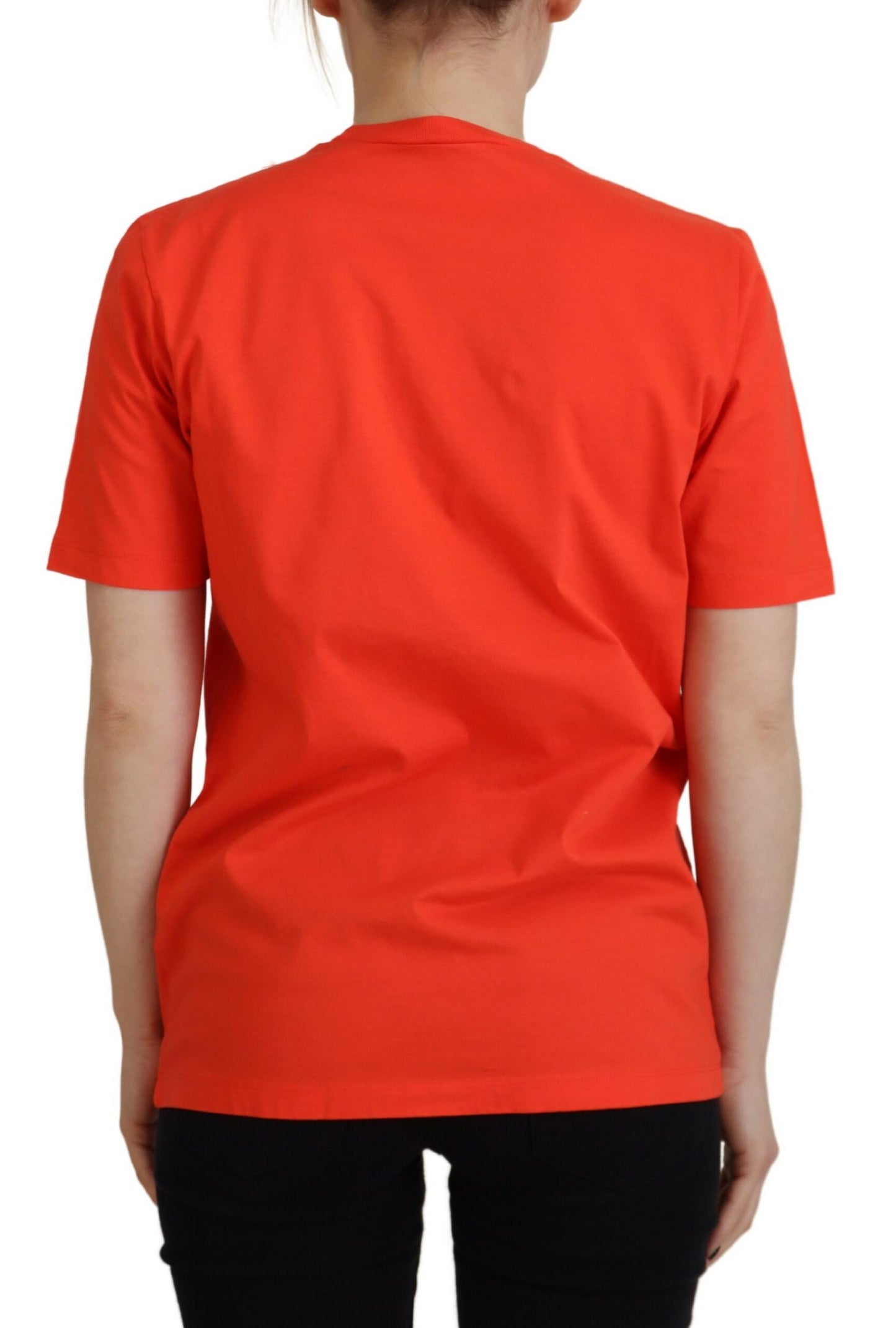 Dsquared² Orangefarbenes Baumwoll-T-Shirt mit glänzendem Icon East Tee und Rundhalsausschnitt