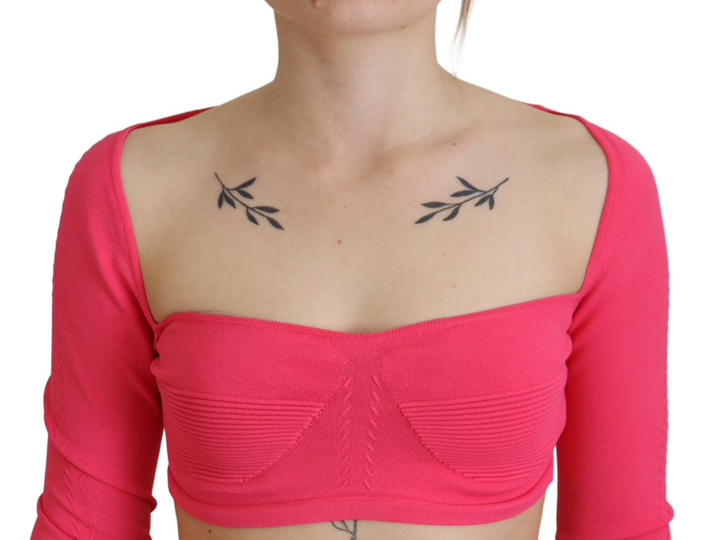 Dsquared² – Langärmliges Oberteil aus Viskosestrick mit quadratischem Ausschnitt in Rosa