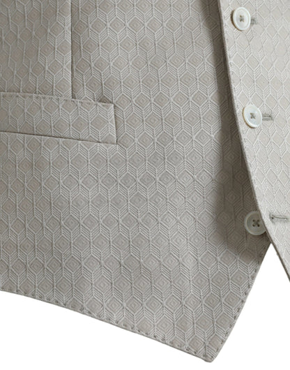 Dolce &amp; Gabbana – Weste aus cremefarbener Baumwolle, formelle Weste