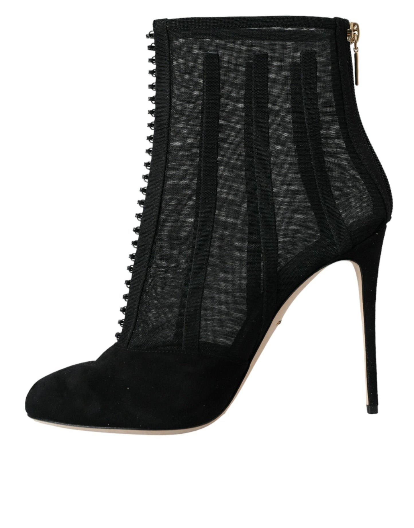 Dolce &amp; Gabbana Schwarze Mesh-Stiletto-Absätze Stiefeletten Schuhe