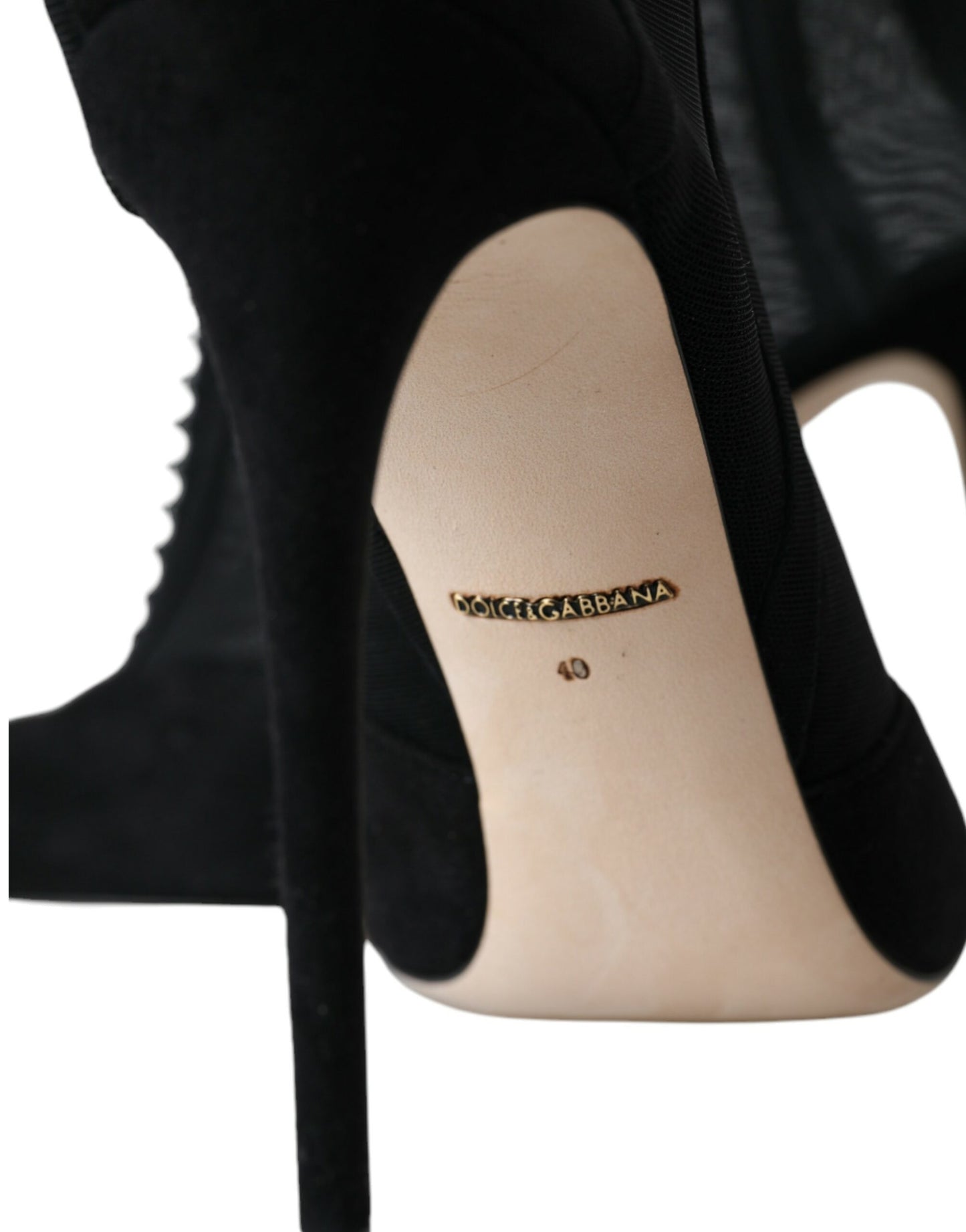 Dolce &amp; Gabbana Schwarze Mesh-Stiletto-Absätze Stiefeletten Schuhe