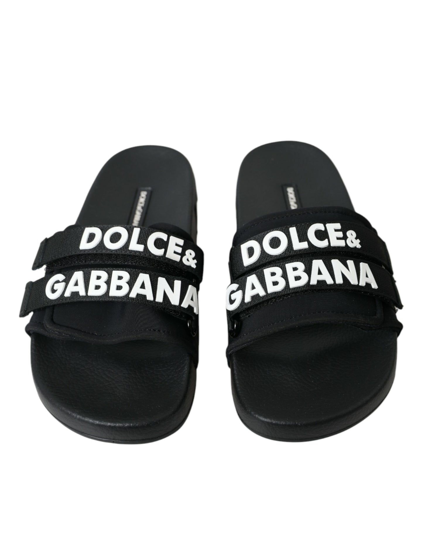 Dolce &amp; Gabbana – Schwarze Neopren-Slides, flache Strandschuhe