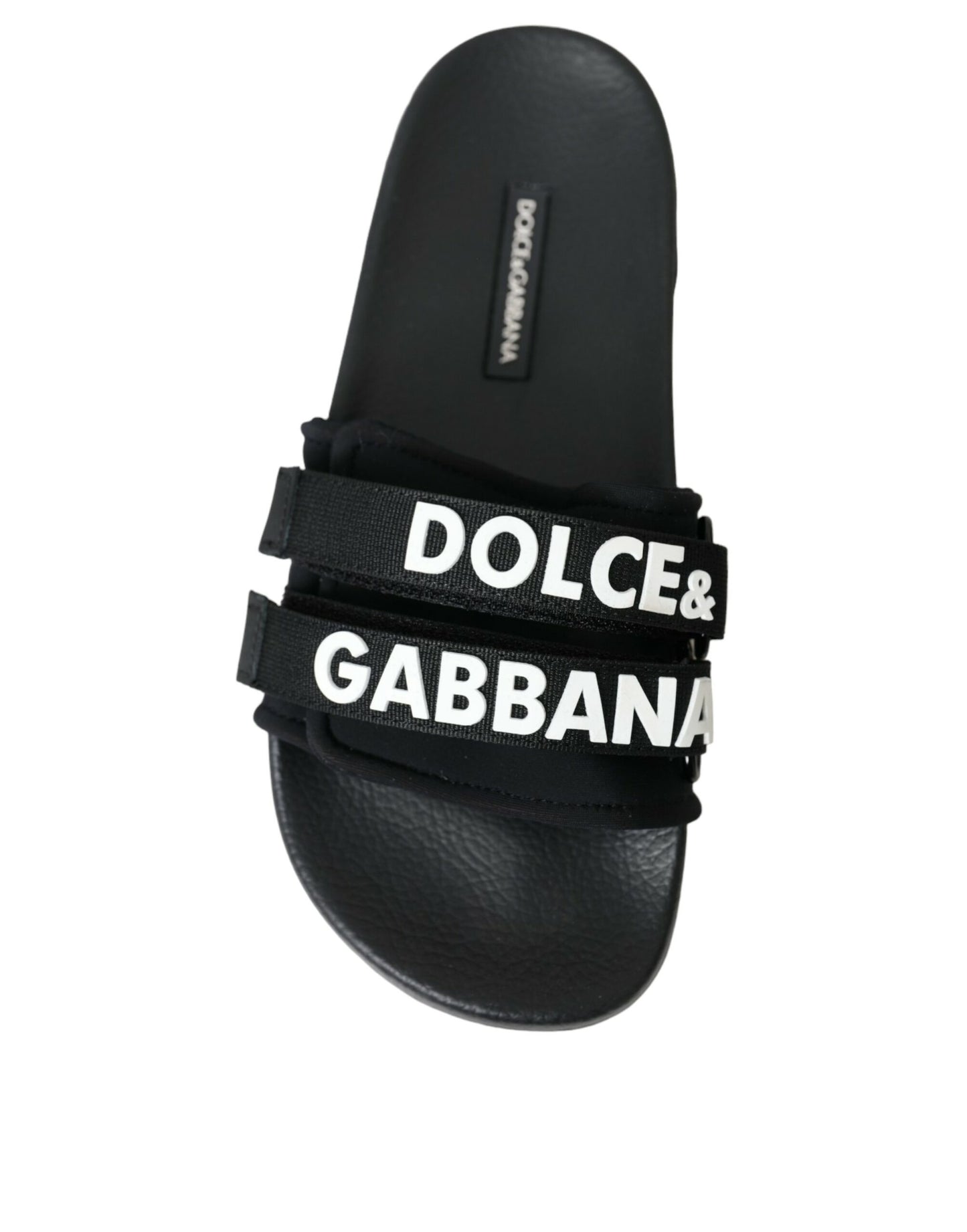 Dolce &amp; Gabbana – Schwarze Neopren-Slides, flache Strandschuhe