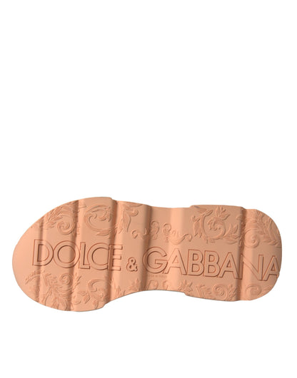 Dolce &amp; Gabbana – Daymaster – Sneaker aus Leder in Weiß und Pfirsich