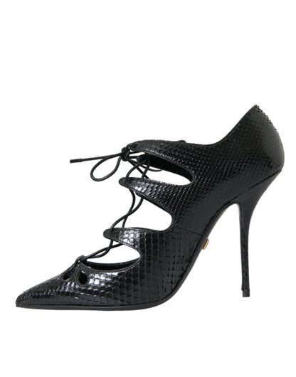 Dolce &amp; Gabbana – Mary-Jane-Pumps aus schwarzem Pythonleder