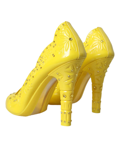 Dolce &amp; Gabbana Gelbe Kristall CINDERELLA Heels Pumps Schuhe