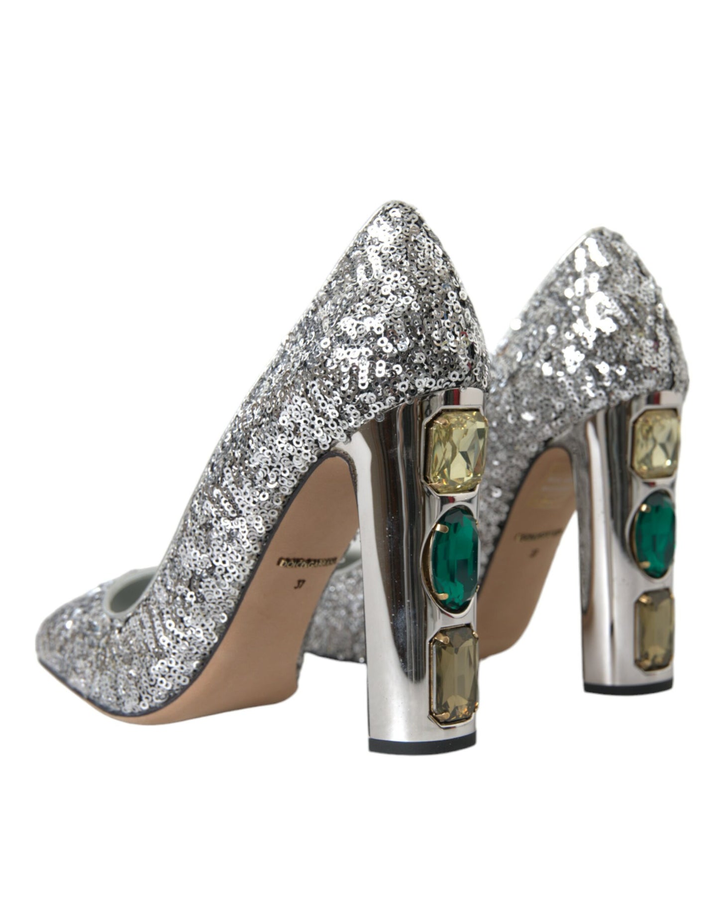 Dolce &amp; Gabbana Silberne Pumps mit Paillettenverzierung