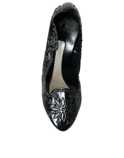 Dolce &amp; Gabbana Schwarze Kristall CINDERELLA Heels Pumps Schuhe