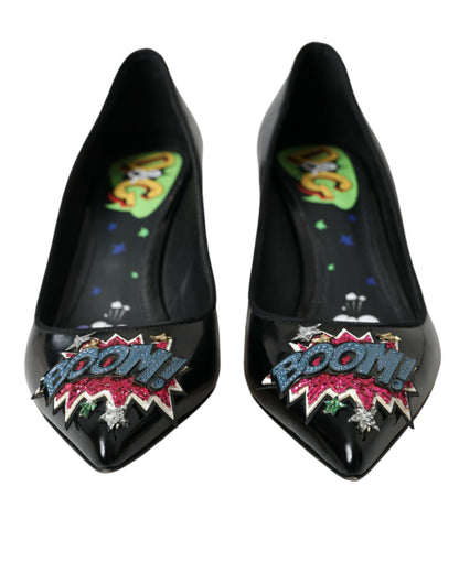 Dolce &amp; Gabbana – Pumps mit BOOM-Patch aus schwarzem Leder