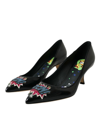 Dolce &amp; Gabbana – Pumps mit BOOM-Patch aus schwarzem Leder