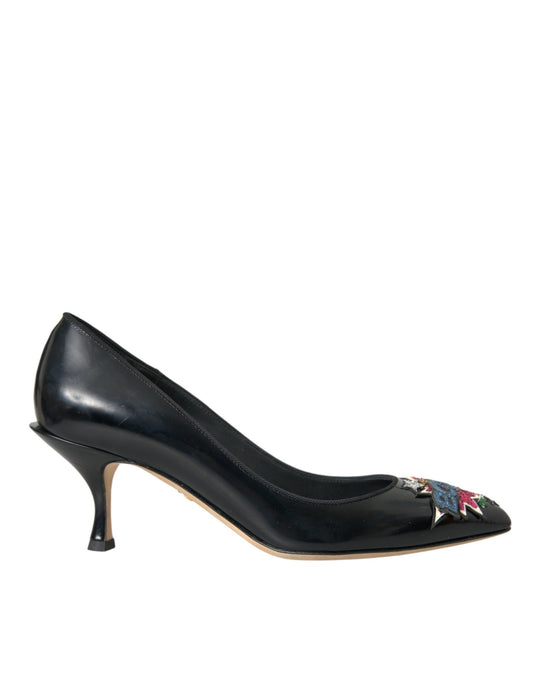 Dolce &amp; Gabbana – Pumps mit BOOM-Patch aus schwarzem Leder