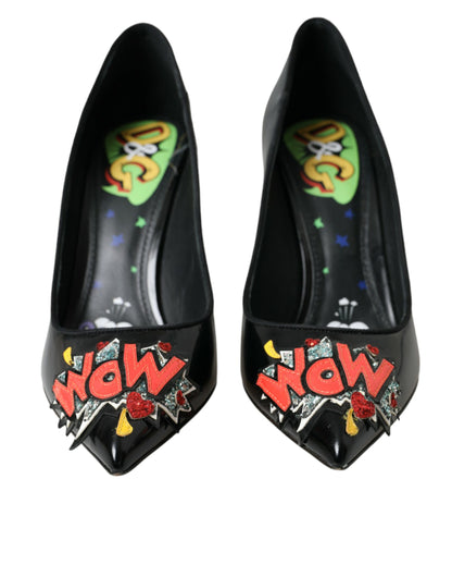Dolce &amp; Gabbana – Schwarze Pumps aus Leder mit WOW-Patch