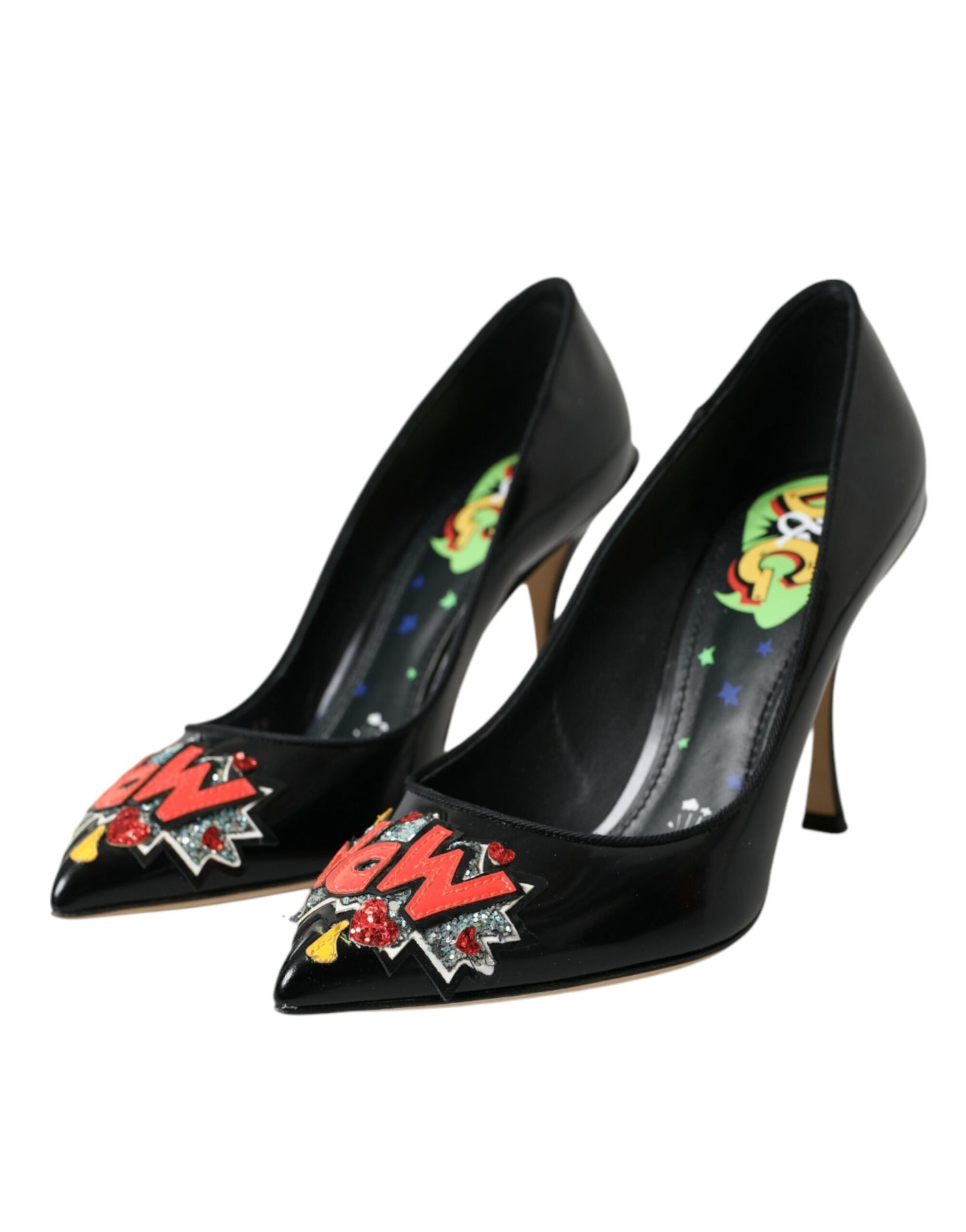 Dolce &amp; Gabbana – Schwarze Pumps aus Leder mit WOW-Patch