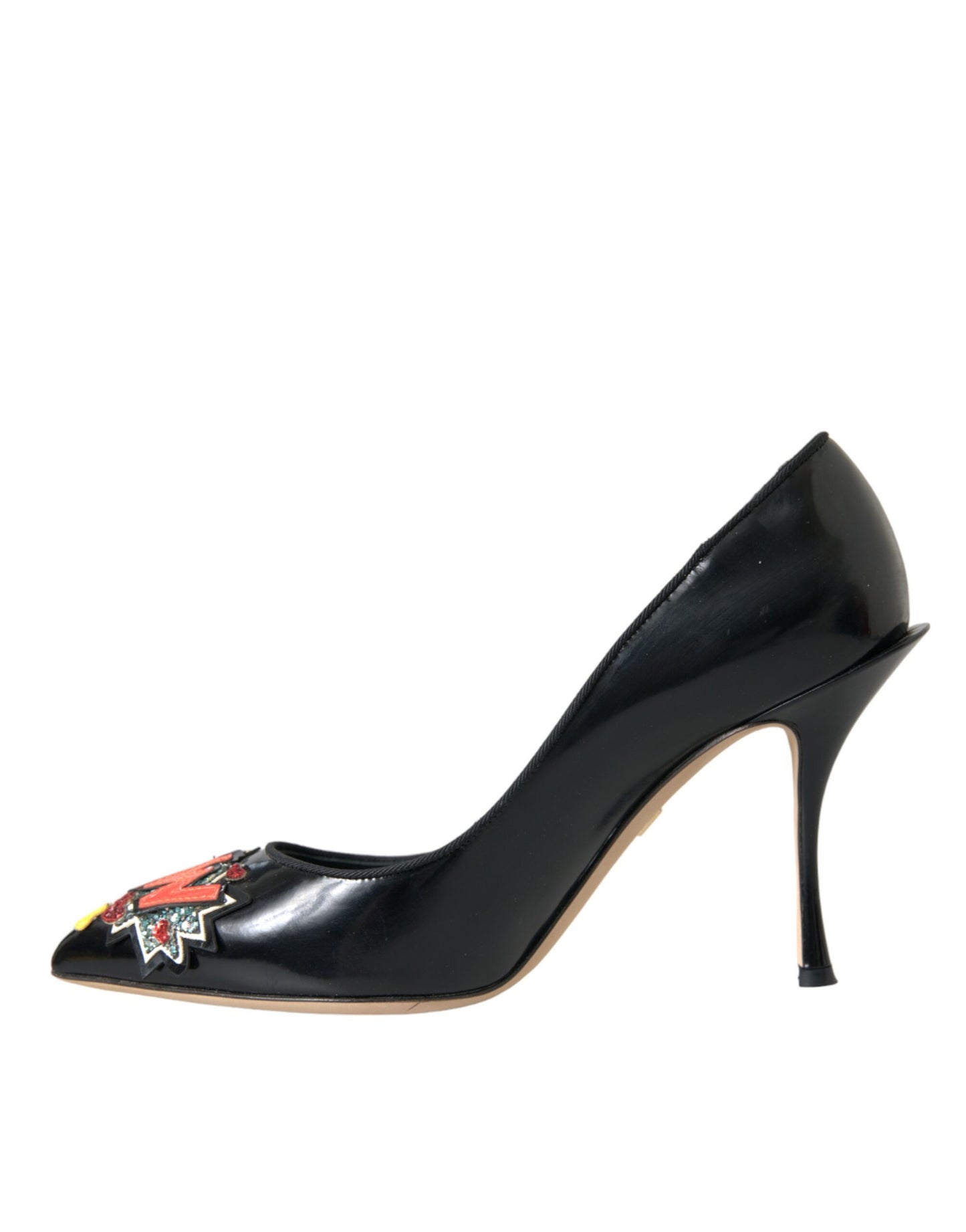 Dolce &amp; Gabbana – Schwarze Pumps aus Leder mit WOW-Patch