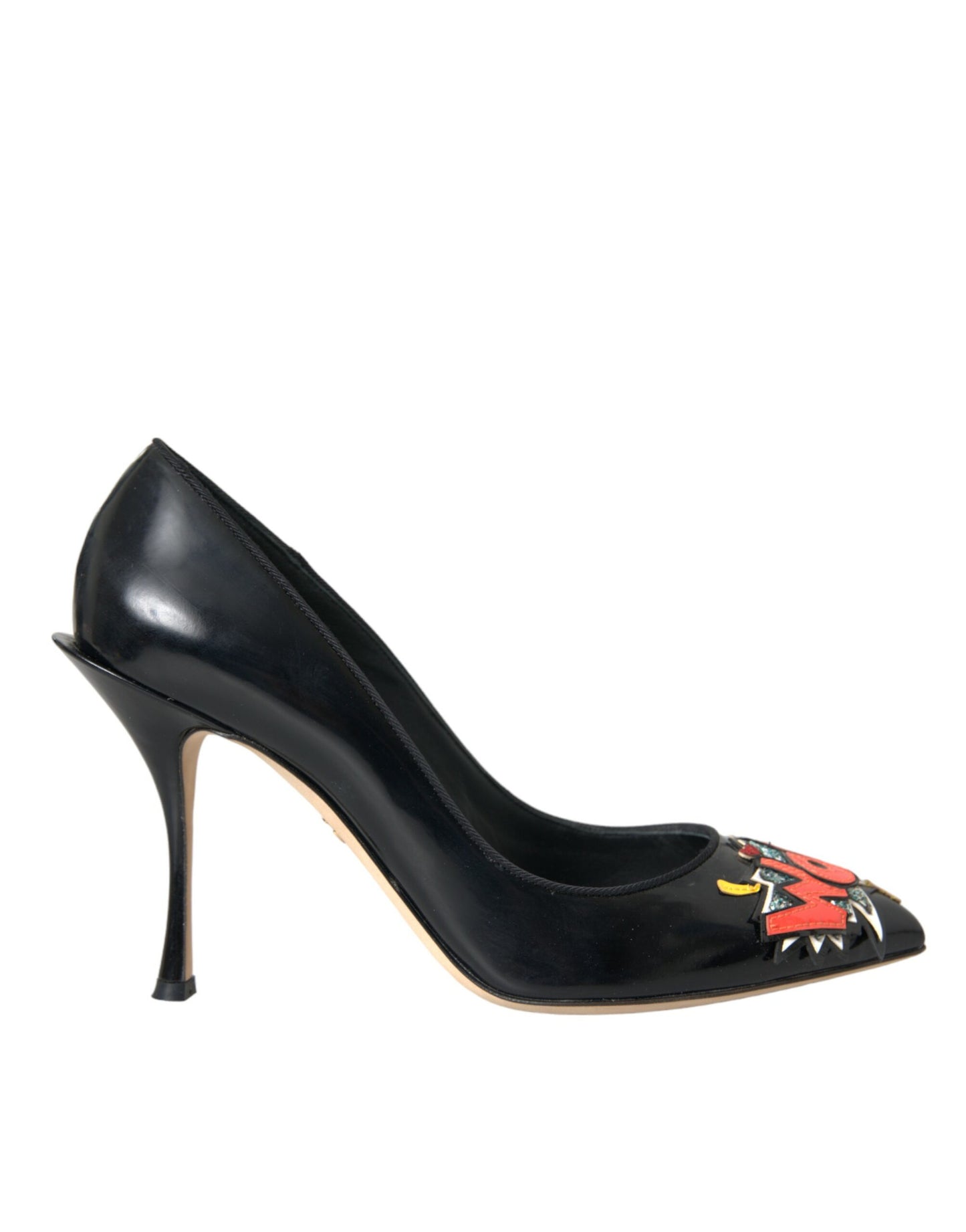 Dolce &amp; Gabbana – Schwarze Pumps aus Leder mit WOW-Patch