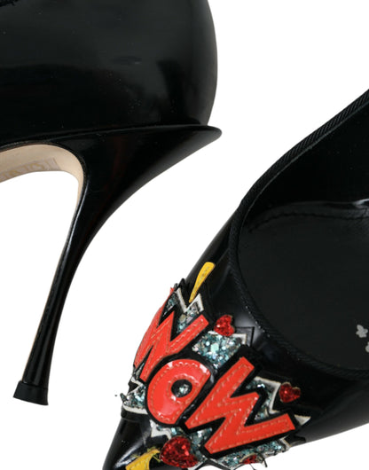 Dolce &amp; Gabbana – Schwarze Pumps aus Leder mit WOW-Patch