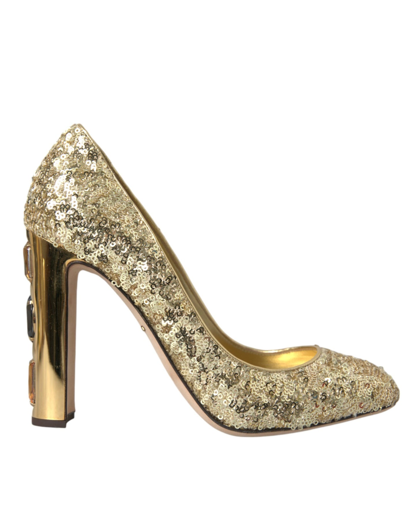 Dolce &amp; Gabbana Gold Pailletten Kristall Heels Pumps Schuhe