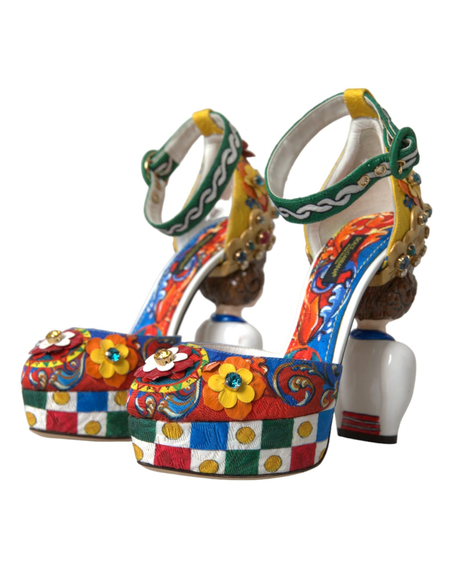 Mehrfarbige Carretto-Sandalen mit Verzierung von Dolce &amp; Gabbana