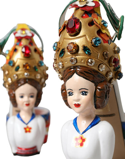 Mehrfarbige Carretto-Sandalen mit Verzierung von Dolce &amp; Gabbana