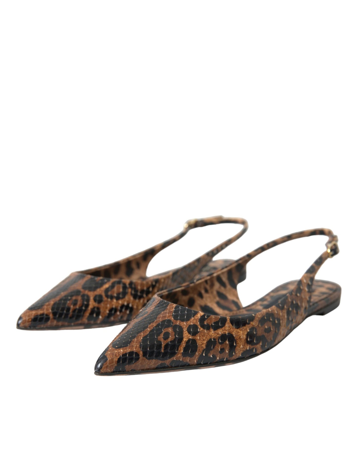 Dolce &amp; Gabbana – Slingback-Schuhe aus exotischem Leder mit Leopardenmuster in Braun