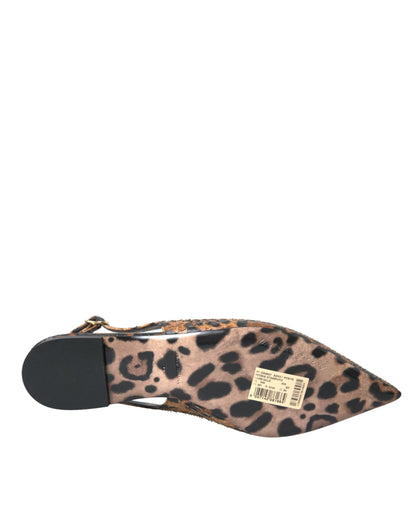 Dolce &amp; Gabbana – Slingback-Schuhe aus exotischem Leder mit Leopardenmuster in Braun