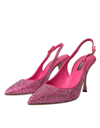 Dolce &amp; Gabbana Pink Slingbacks Kristall Pumps Schuhe