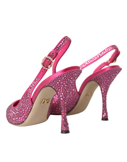 Dolce &amp; Gabbana Pink Slingbacks Kristall Pumps Schuhe