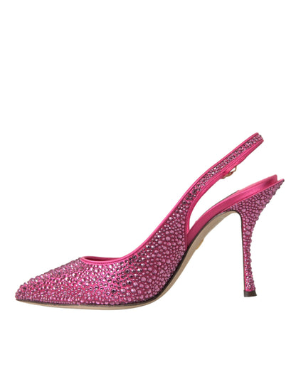Dolce &amp; Gabbana Pink Slingbacks Kristall Pumps Schuhe