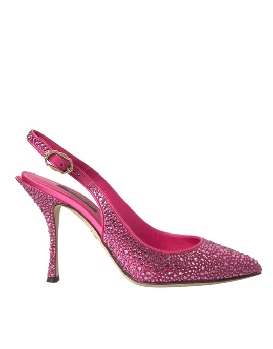 Dolce &amp; Gabbana Pink Slingbacks Kristall Pumps Schuhe