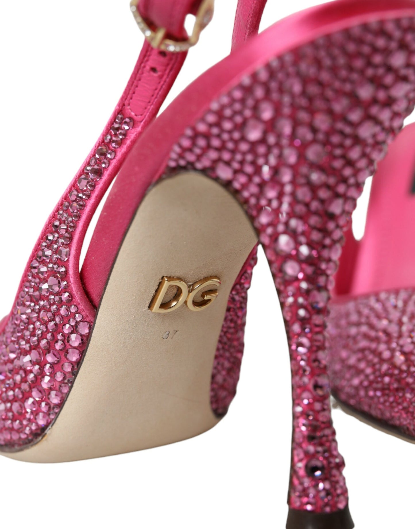 Dolce &amp; Gabbana Pink Slingbacks Kristall Pumps Schuhe